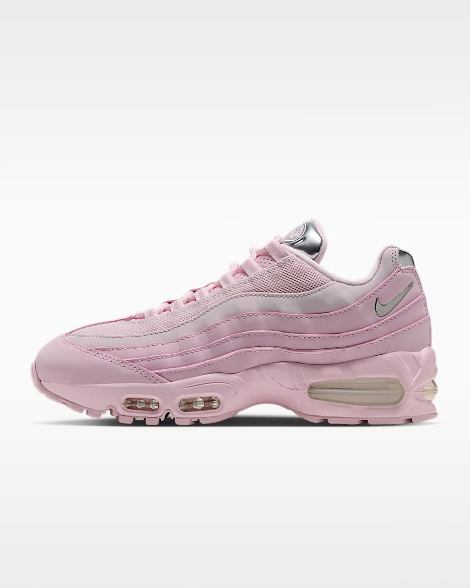 Nike Air Max 95 Big Bubble Chrome 女子运动鞋 - 泡沫粉/珍珠粉/金属银
