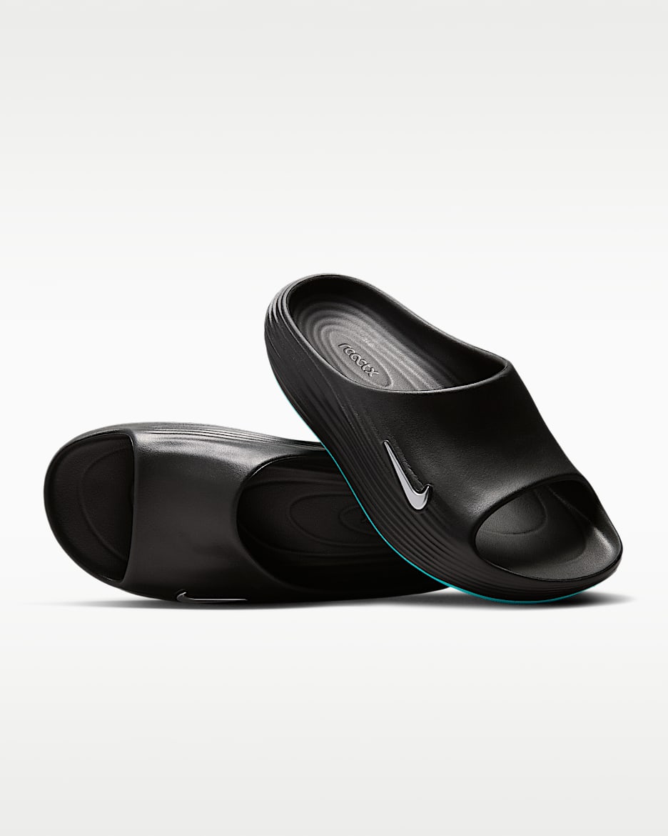 Nike ReactX Rejuven8 男子拖鞋 - 黑/伽马蓝/金属银