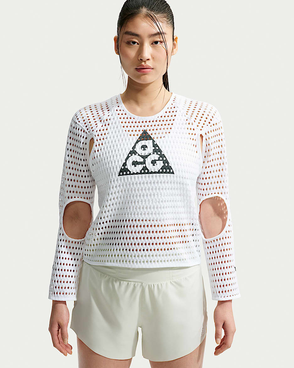 ACG Radical AirFlow NXT Dri-FIT 姚妙同款女子速干长袖越野跑步上衣洞洞衣 - 白色/煤黑