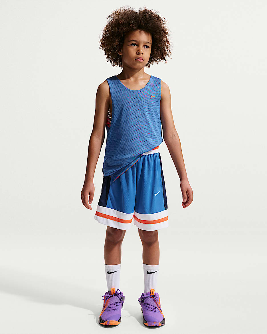 Nike Dri-FIT 大童速干篮球比赛短裤 - 星星蓝/深藏青/白色