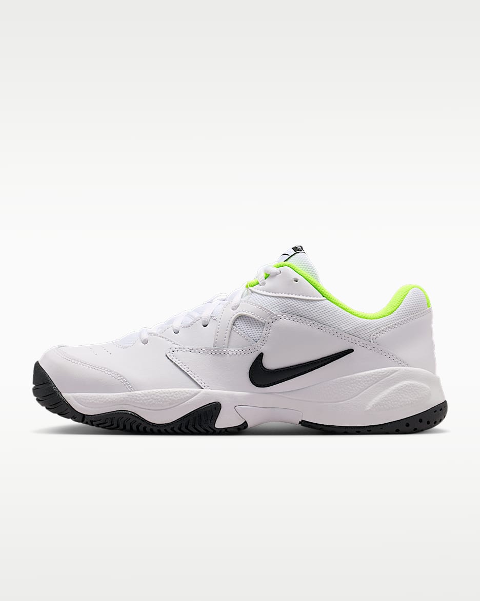 NikeCourt Lite 2 男子硬地球场网球鞋 - 白色/荧光黄/黑