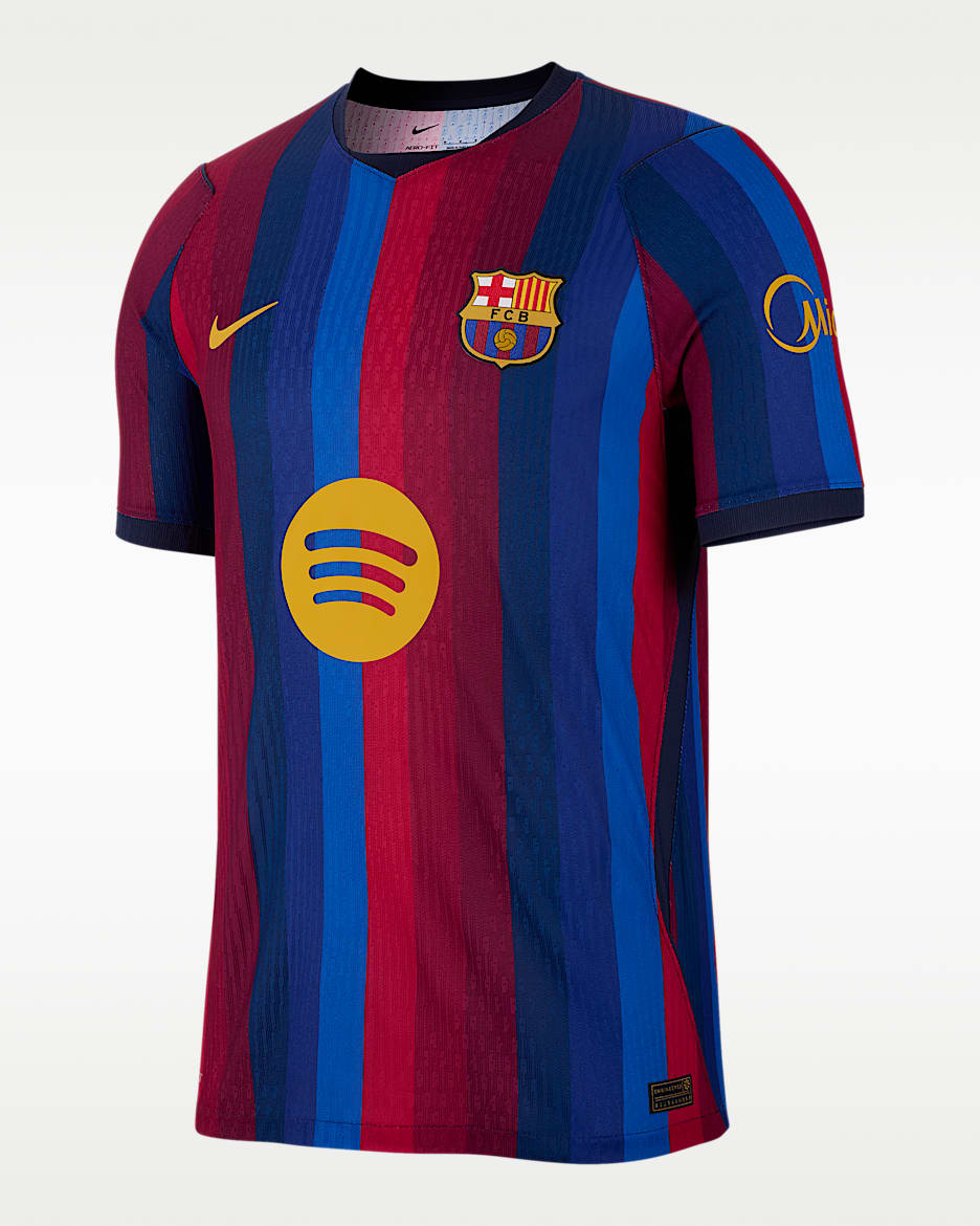 2026/27 赛季巴萨主场球员版 Nike Aero-FIT 男子短袖足球球衣 - 深石榴红/空间蓝/黑蓝/矿物黄