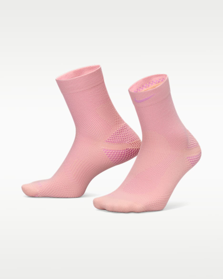 Nike Running Lightweight Micro Crew 速干运动短袜（1 双） - 橙粉/浅品红/白金色/浅品红