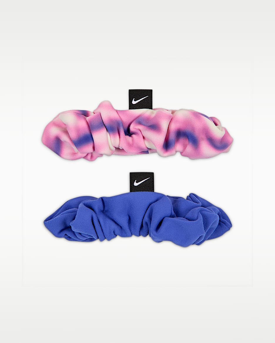 Nike Dri-FIT 速干发圈（2 条） - 浅品红/宝石蓝/白色