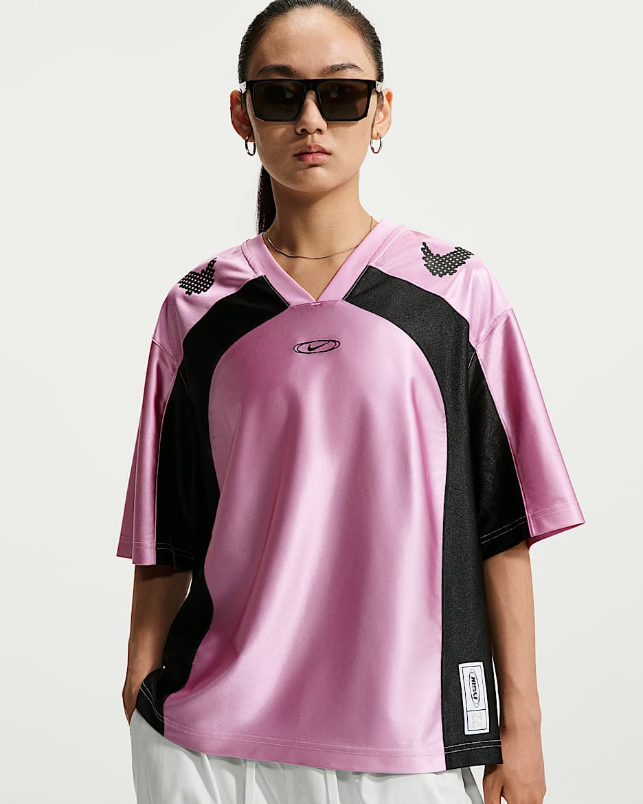 Nike Sportswear 女子 Oversize 风短袖球衣 - 上升粉/黑/上升粉/黑