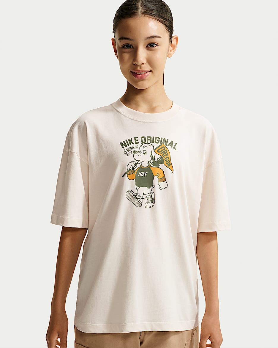 Nike Sportswear 大童(女孩)短袖T恤 - 粉白