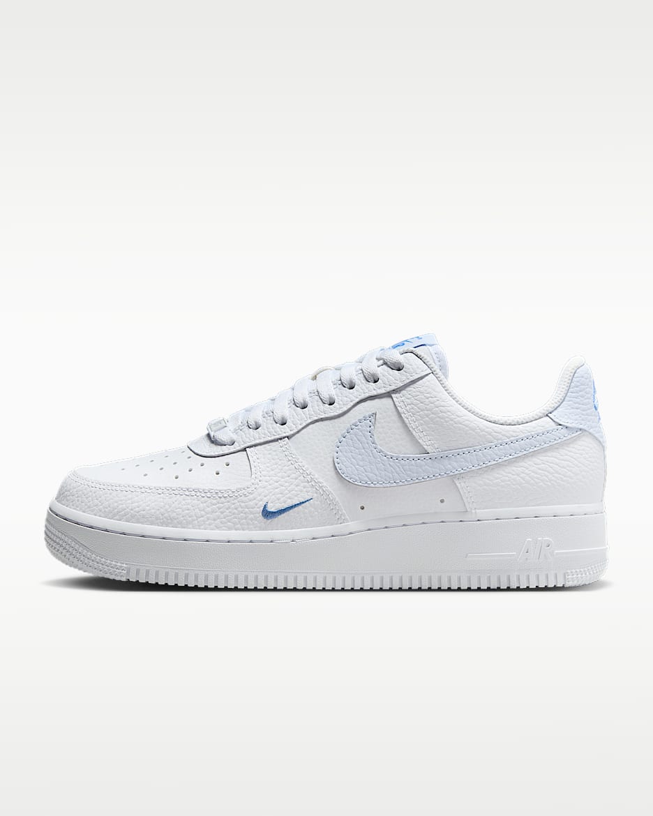 Nike Air Force 1 '07 女子空军一号运动鞋 - 白色/爱琴海风暴蓝/足球灰