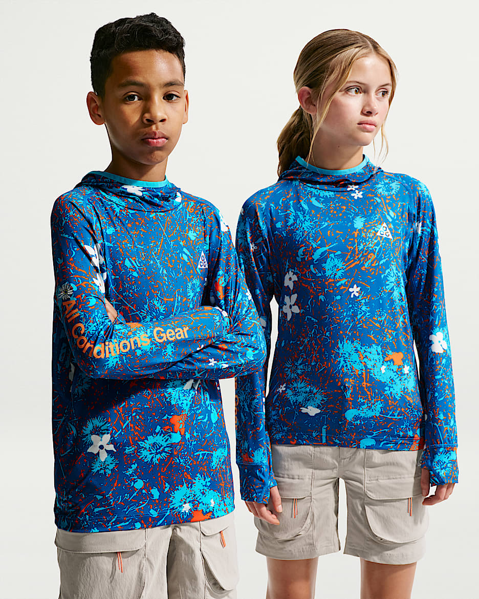 Nike ACG 大童防晒长袖上衣 - 波罗的海蓝/波罗的海蓝/山峰白