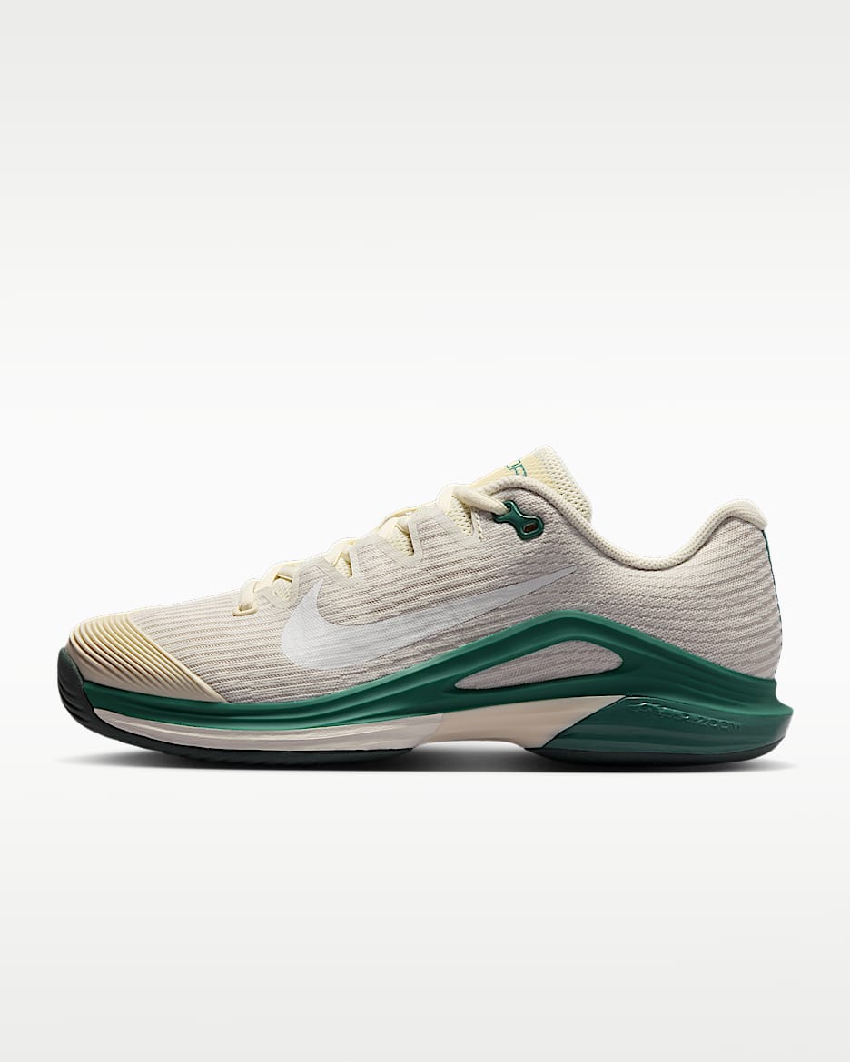 Nike Vapor 12 女子硬地球场网球鞋 - 珍珠灰/珍珠灰/绿古色/白色