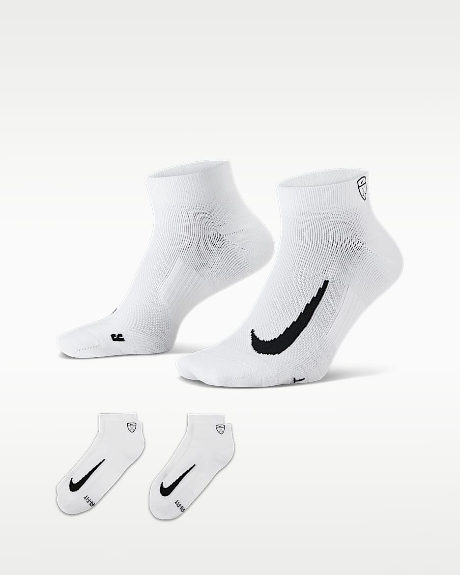 Nike Multiplier Low 速干高尔夫运动短袜（2 双） - 白色/黑