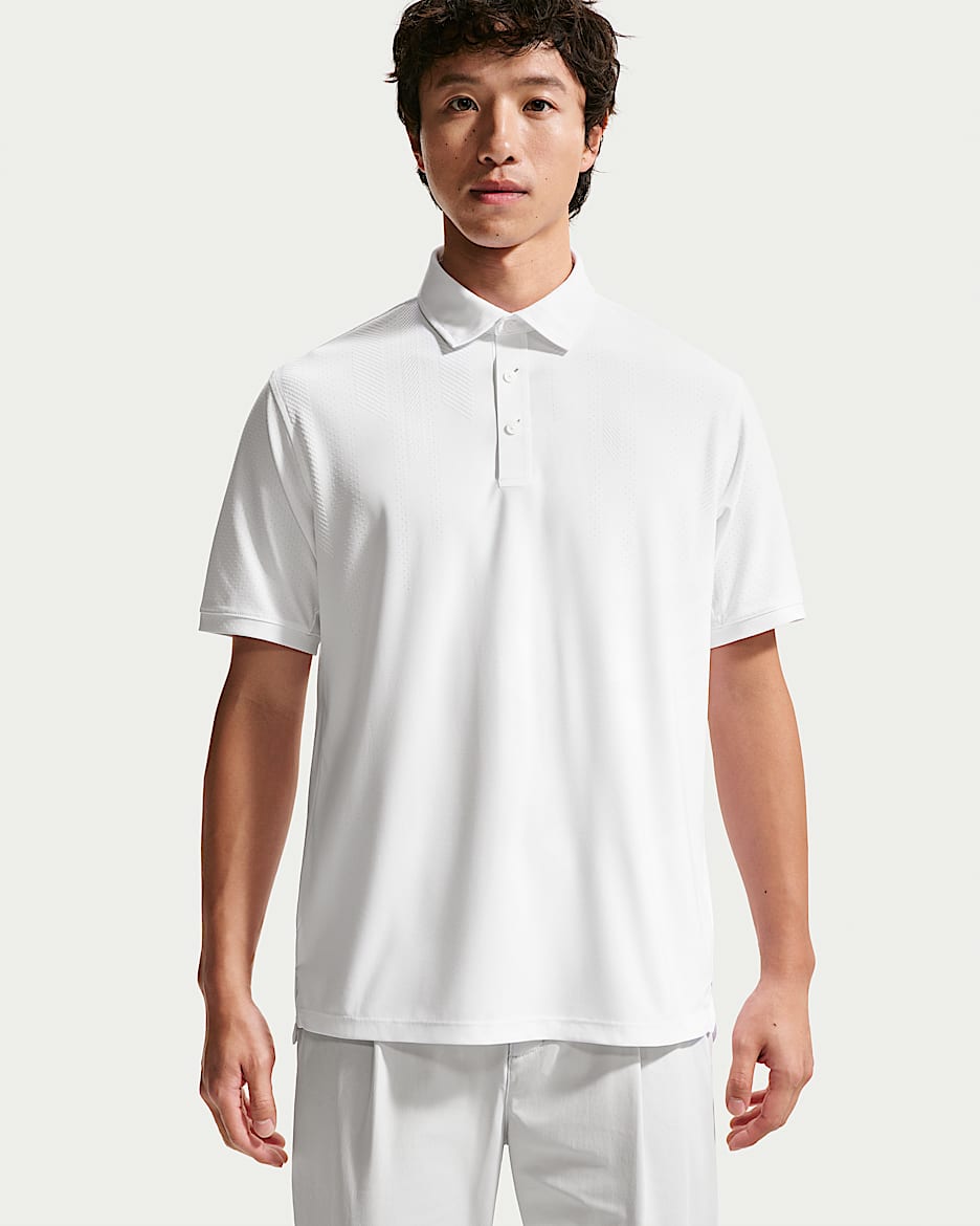 Nike Tailored Performance Dri-FIT 男子速干高尔夫翻领T恤 - 白色/白色