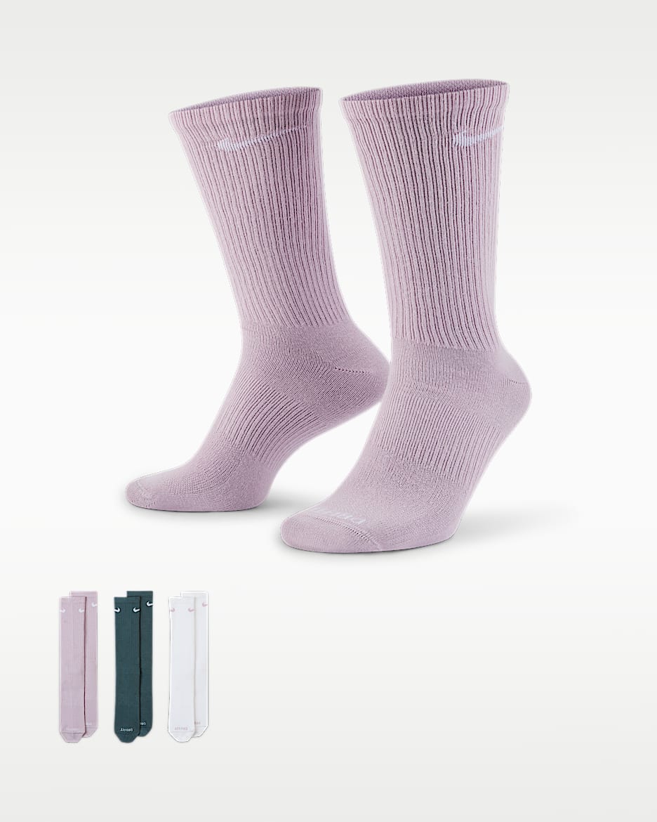 Nike Everyday Plus Lightweight 速干中筒训练袜（3 双） - 多色