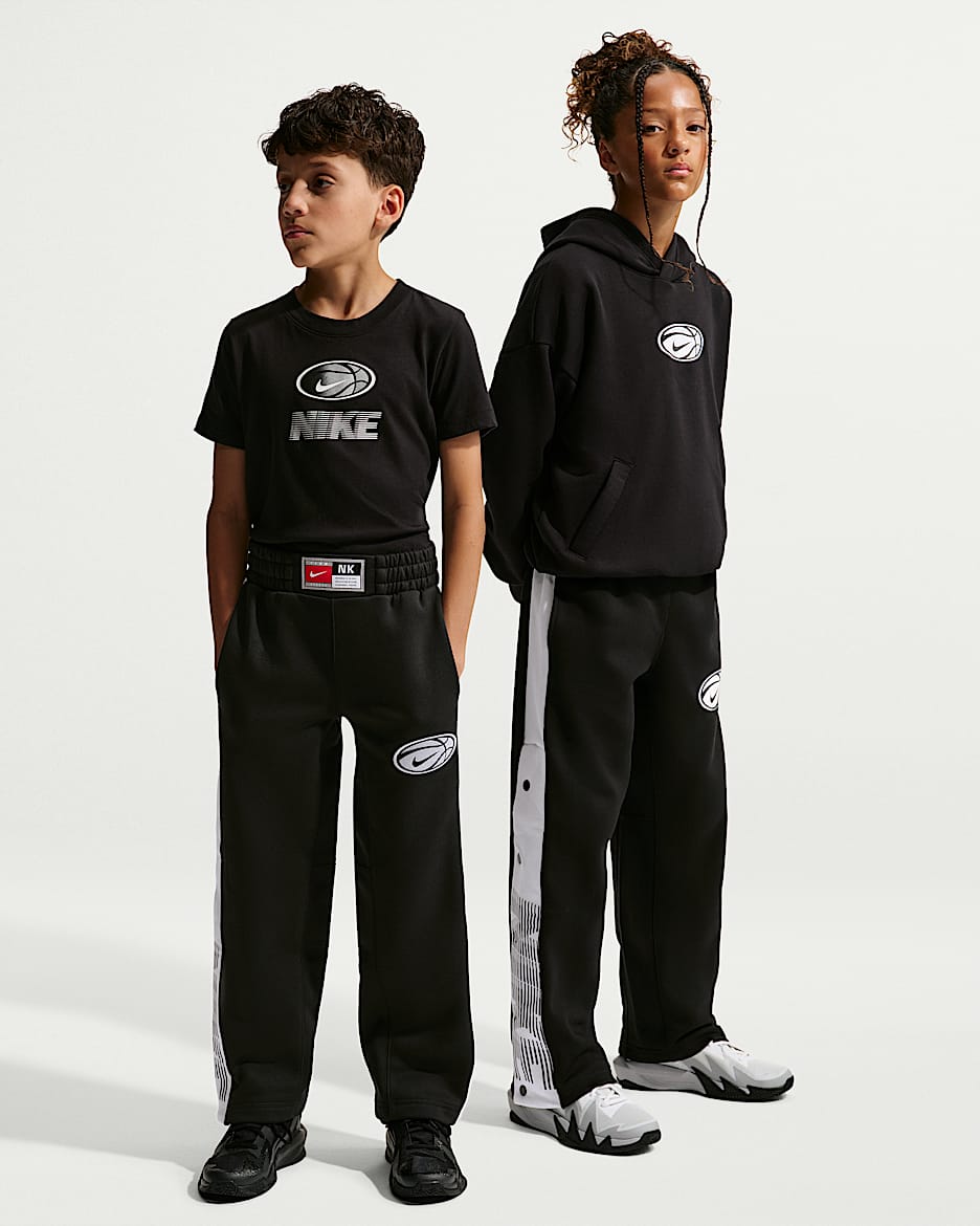 Nike 大童加绒篮球长裤 - 黑/白色/白色