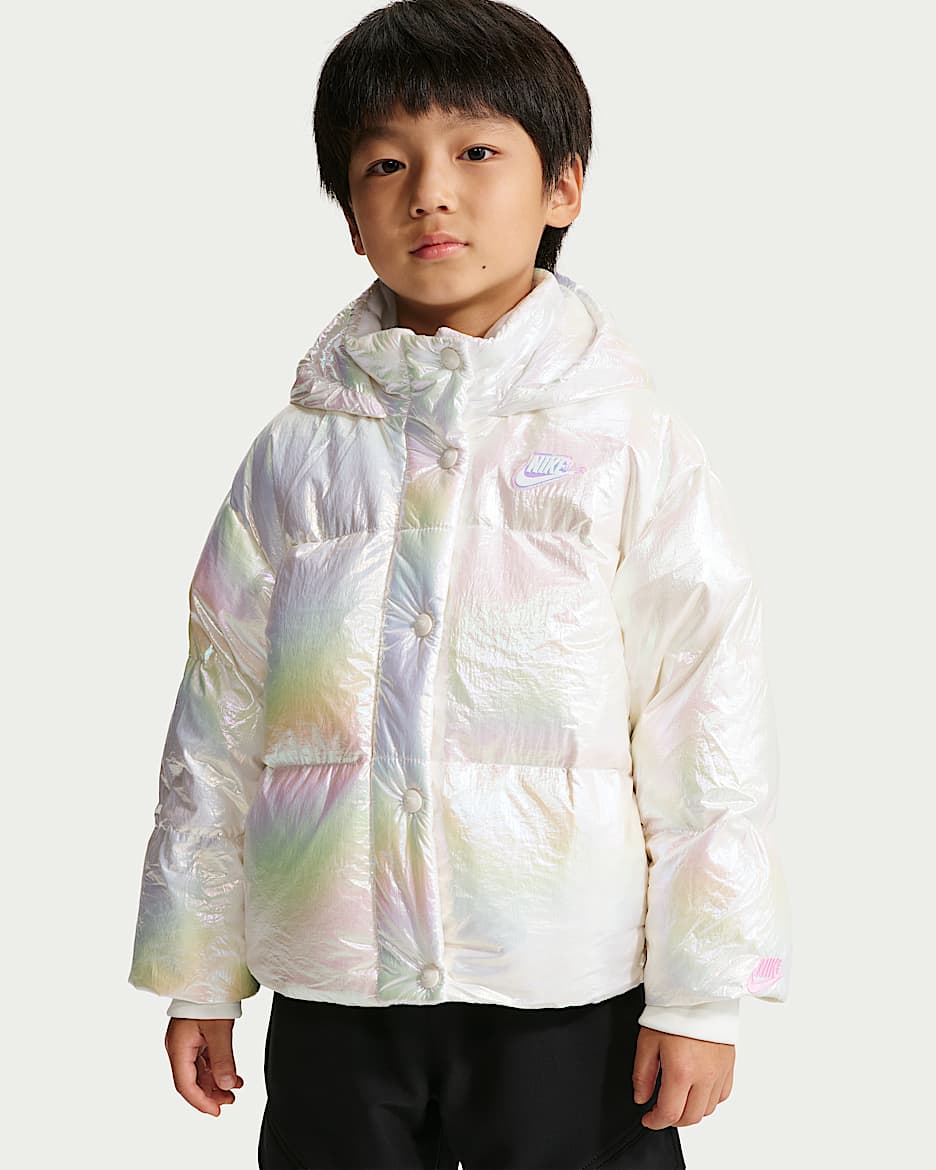 Nike 幼童高光泽羽绒夹克 - 帆白