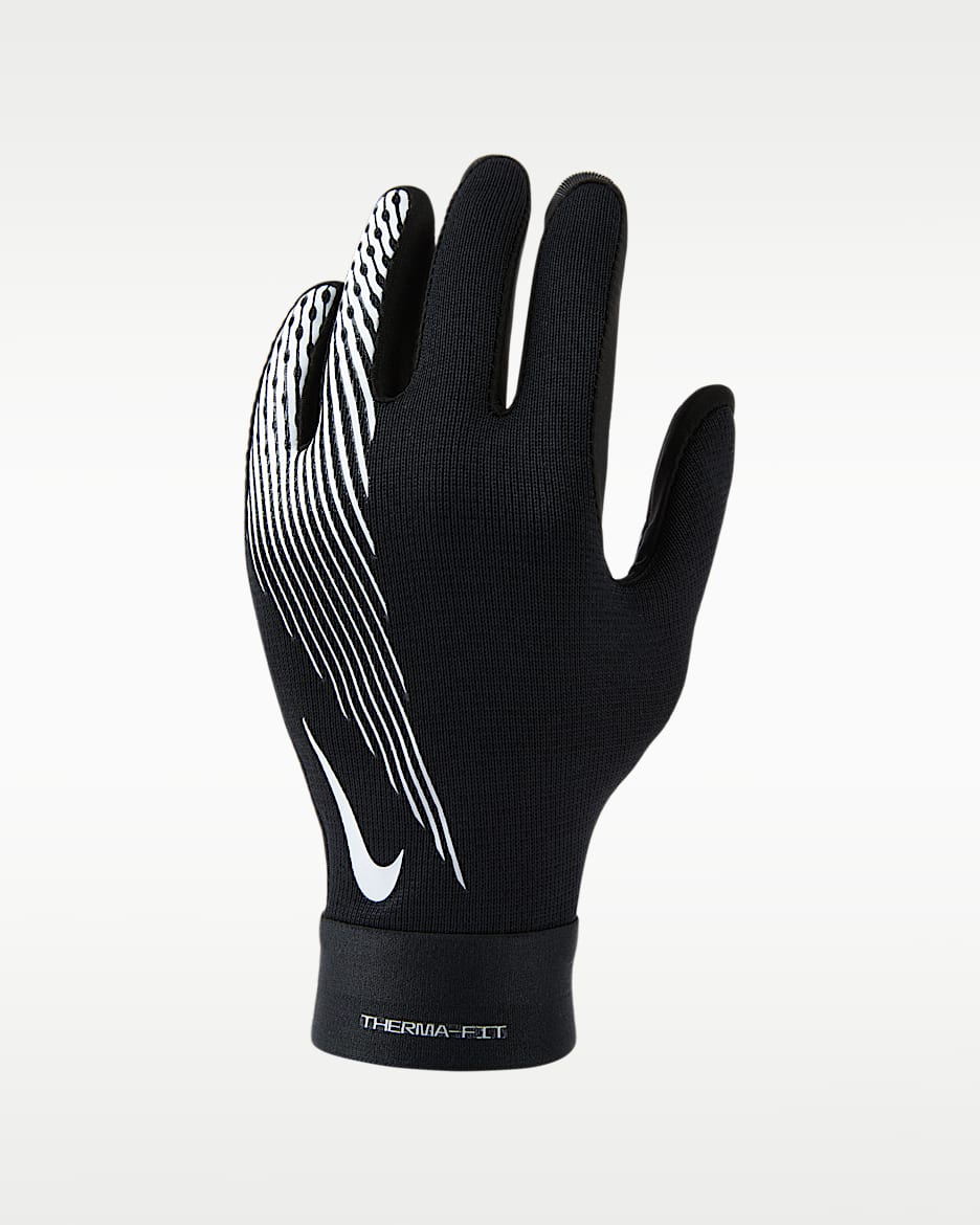 Nike Academy Therma-FIT 大童加绒足球手套（1 副） - 黑/黑/白色