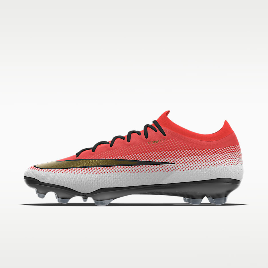 Nike Mercurial Vapor 17 Elite By You 专属定制 FG 天然硬质草地低帮足球鞋 - 亮深红/白色
