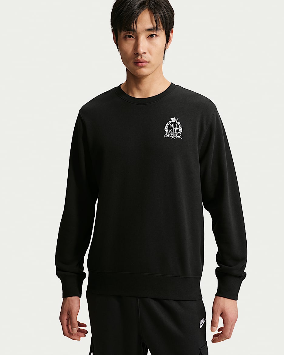 Nike Sportswear Club 男子法式毛圈圆领上衣 - 黑