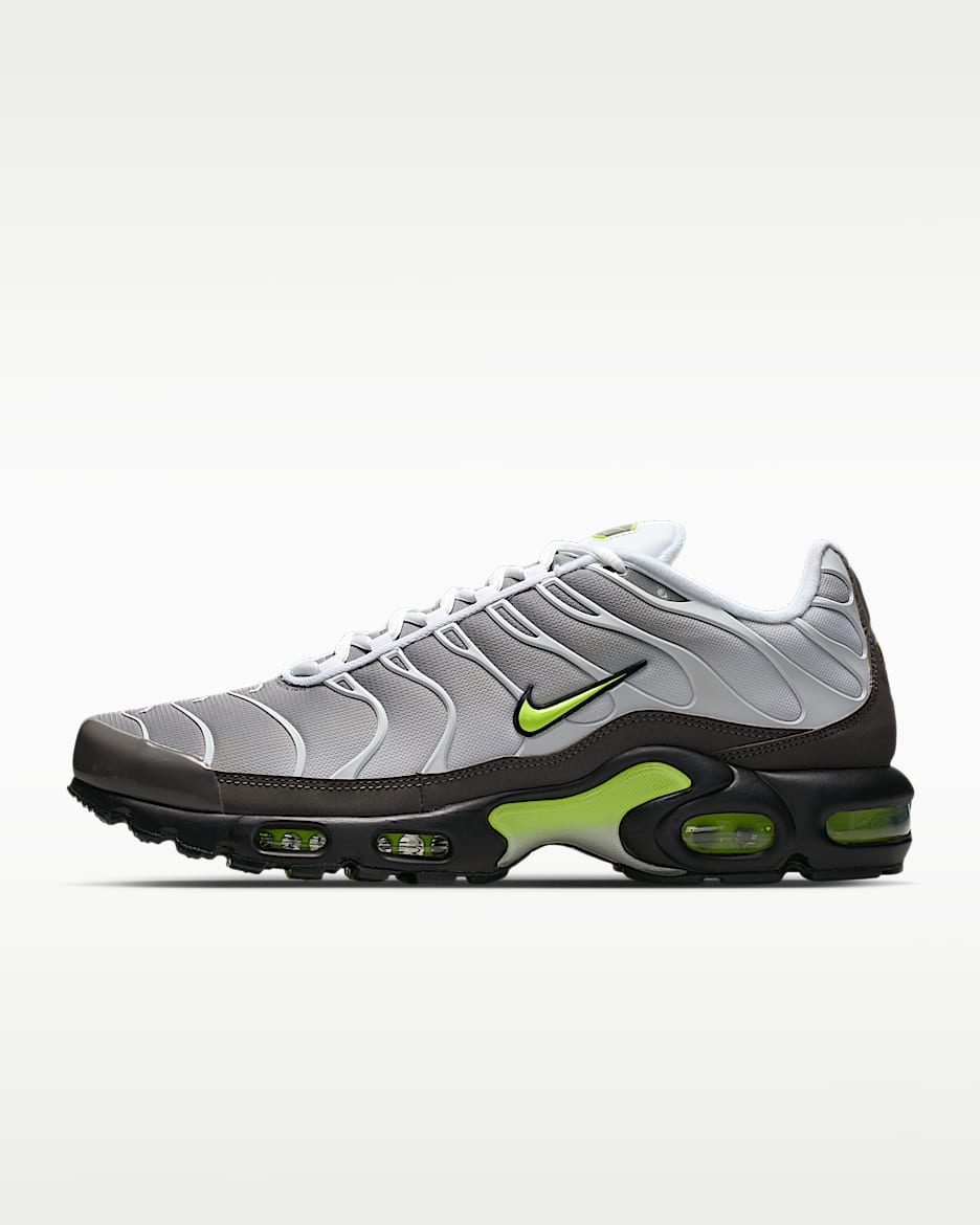 Nike Air Max Plus 男子运动鞋 - 白色/珍珠灰/黑/霓虹黄