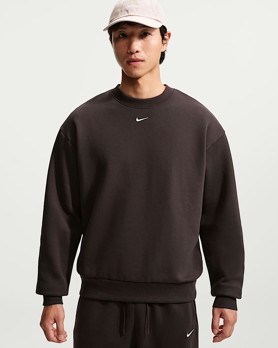 Nike Solo Fleece 陈昊森同款男子加绒圆领运动衫 - 丝绒棕/帆白