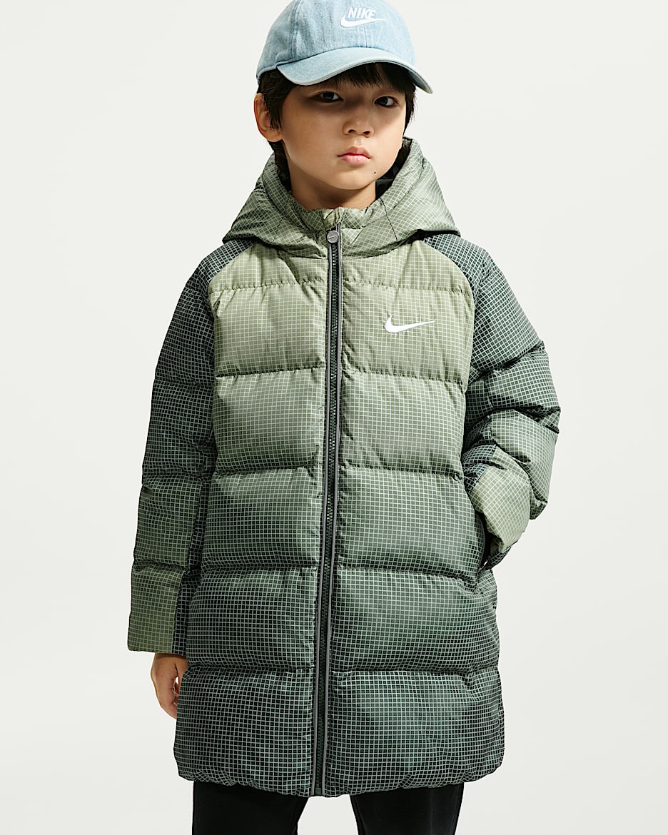 Nike 幼童反光细节中长款羽绒夹克 - 迷彩绿