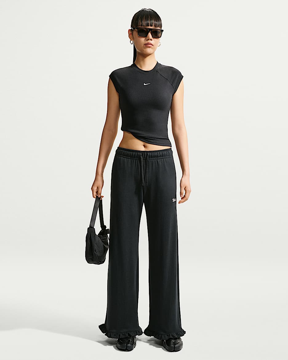 Nike Sportswear 女子中腰薄绒长裤 - 黑