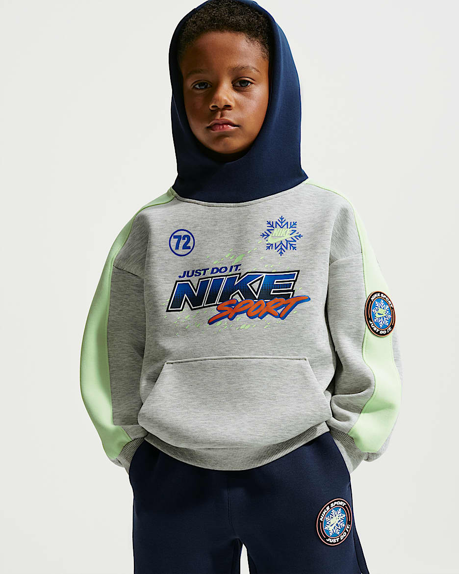 Nike Sportswear Snow Motion 幼童套头连帽衫 - 麻灰