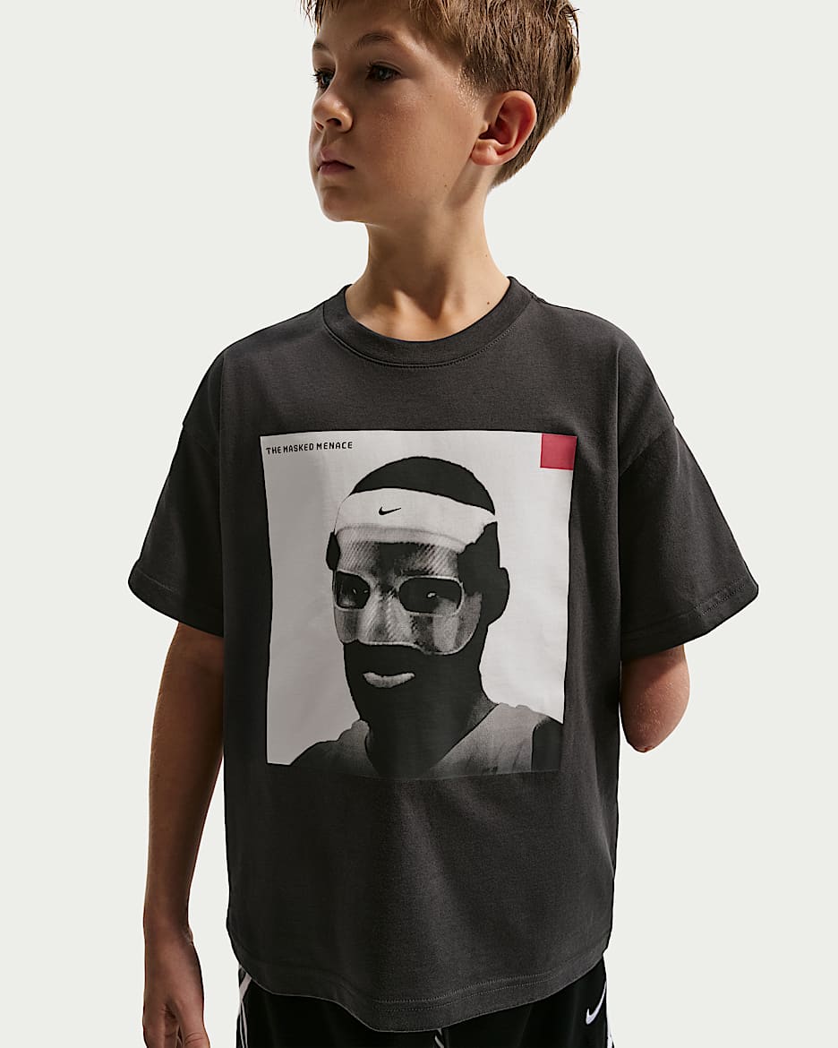 LeBron "Masked Menace" 詹姆斯大童篮球T恤 - 灰黑