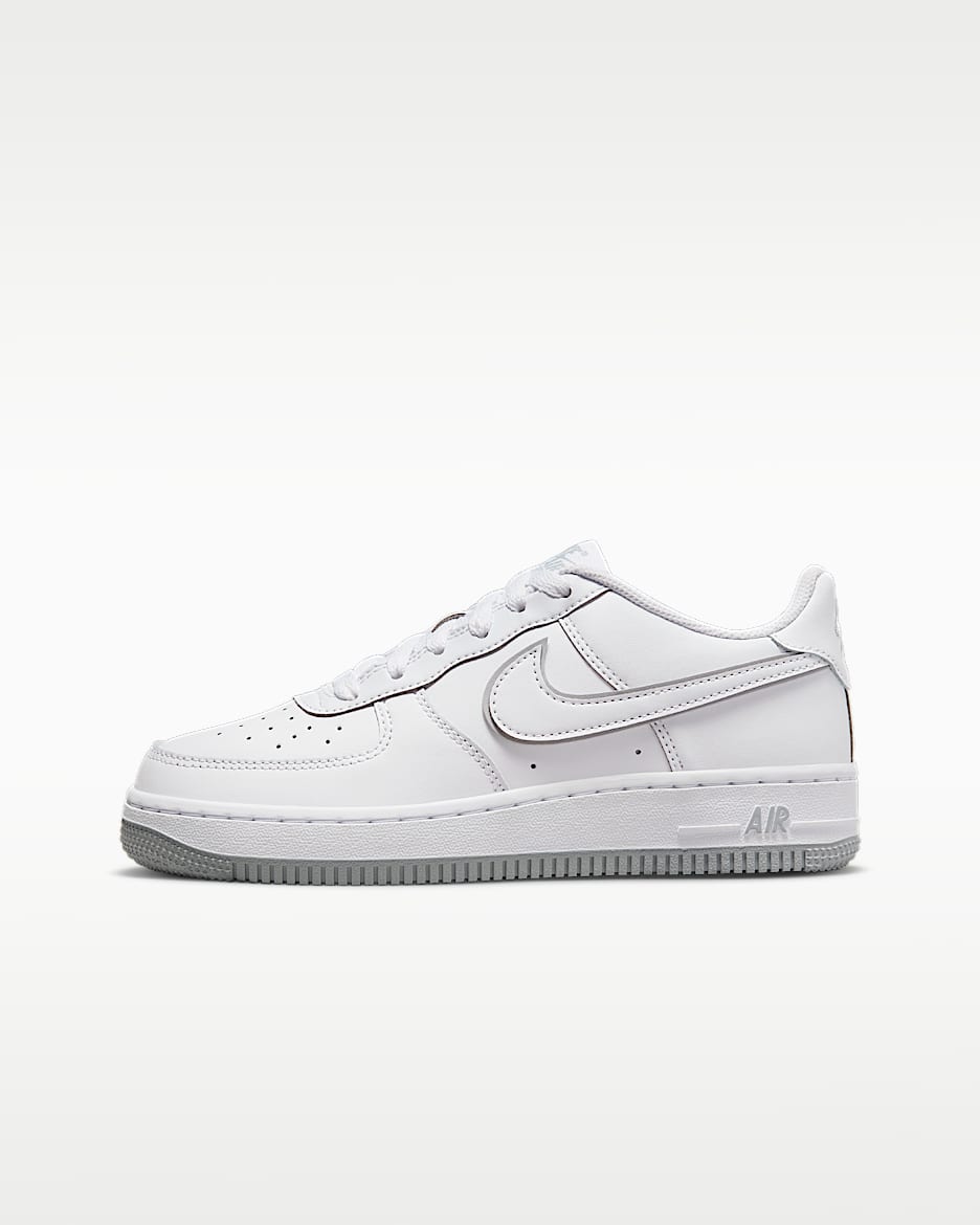 Nike Air Force 1 大童空军一号运动鞋 - 白色/白色/狼灰