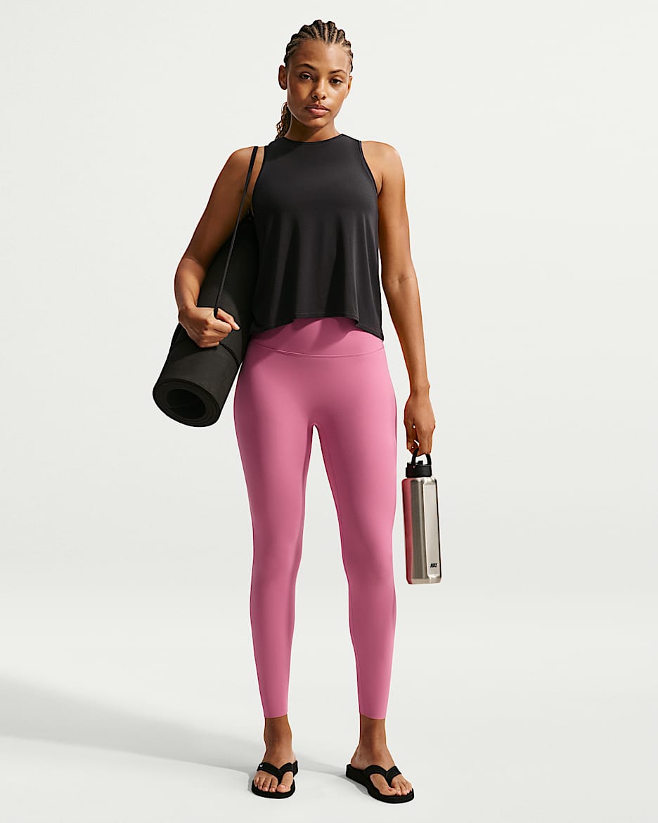 Nike Zenvy 女子柔韧速干高腰九分紧身裤 - 牡丹红/白色