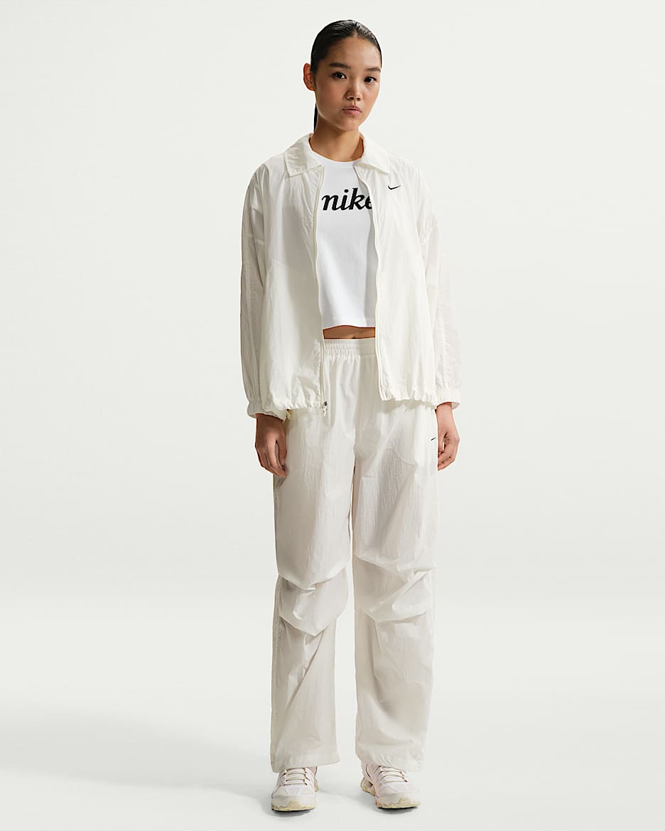 Nike Sportswear 女子防晒拒水中腰轻盈长裤 - 帆白/黑