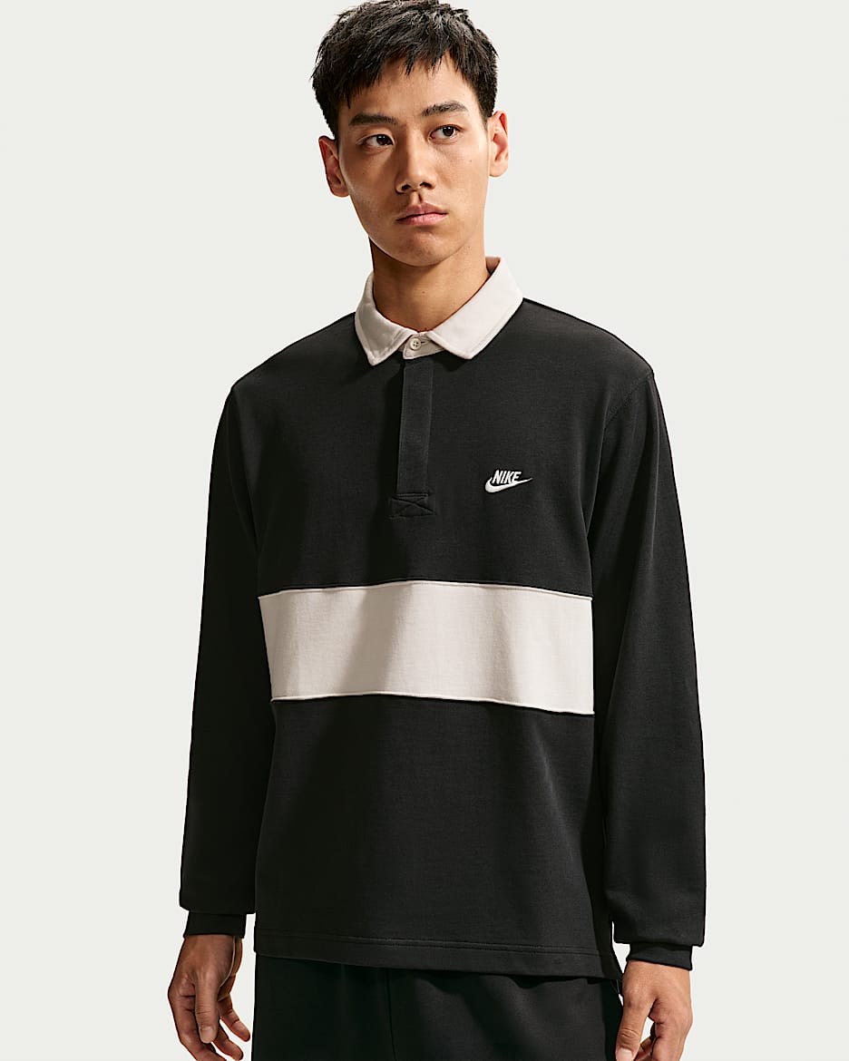 Nike Sportswear Club 男子长袖橄榄球上衣 - 黑/幻影灰白/幻影灰白/幻影灰白
