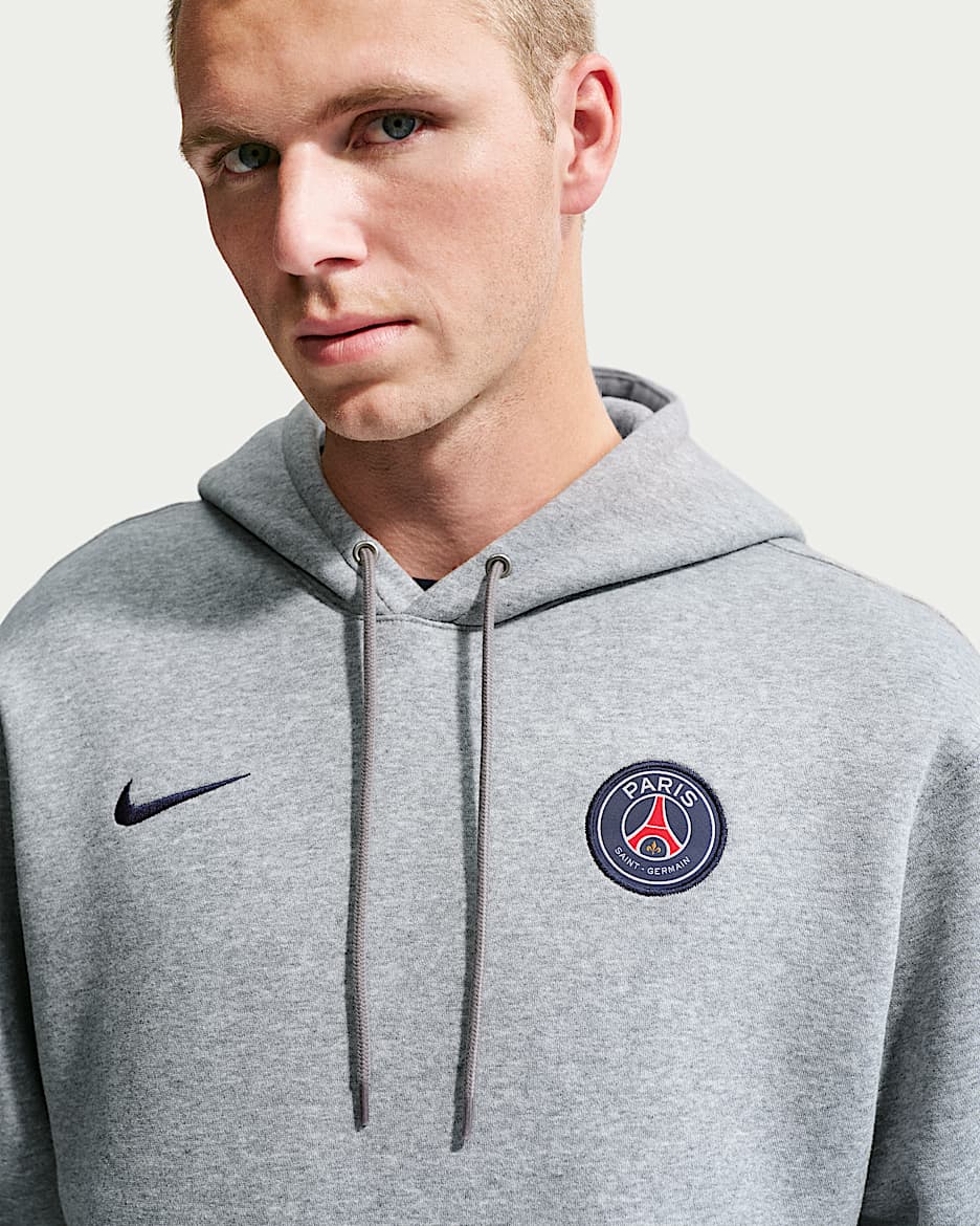 巴黎圣日耳曼足球俱乐部 Club Nike 男子加绒足球套头连帽衫 - 调色暗灰/深藏青