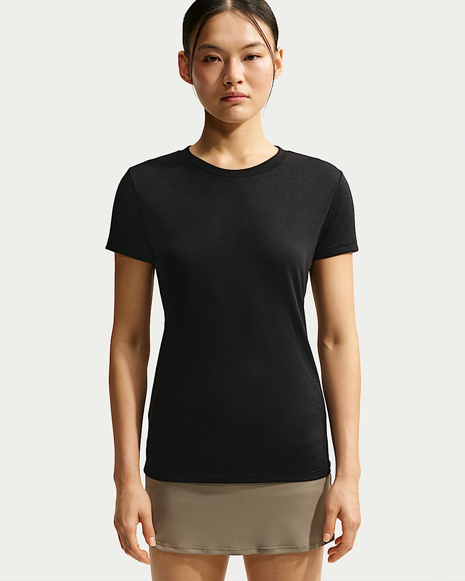 NikeSKIMS Performance Cotton Blend 女子速干短袖上衣 - NSKM Obsidian/NSKM Boulder