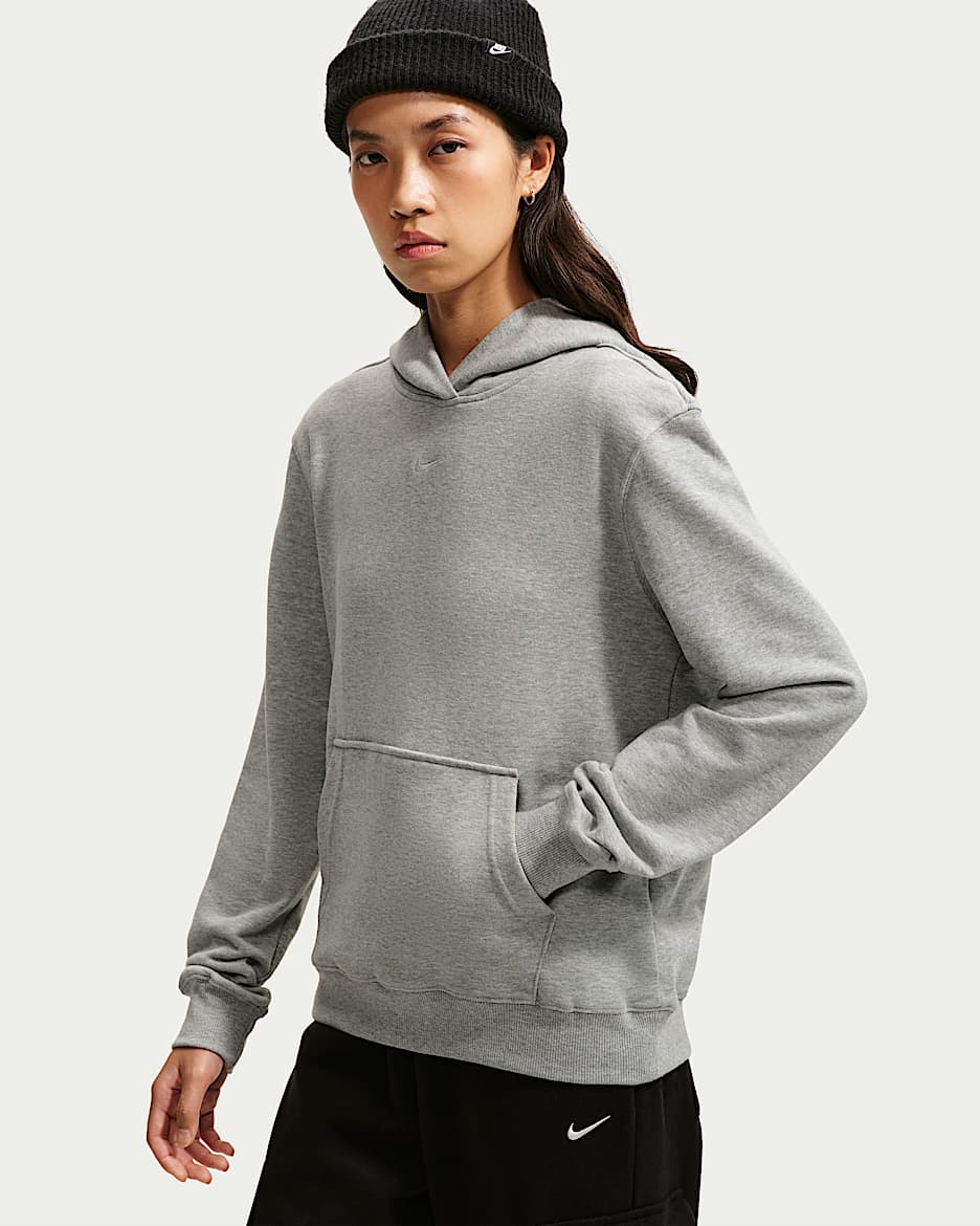 Nike Studio Fleece Lightweight 女子低克重套头连帽衫 - 调色暗灰/帆白