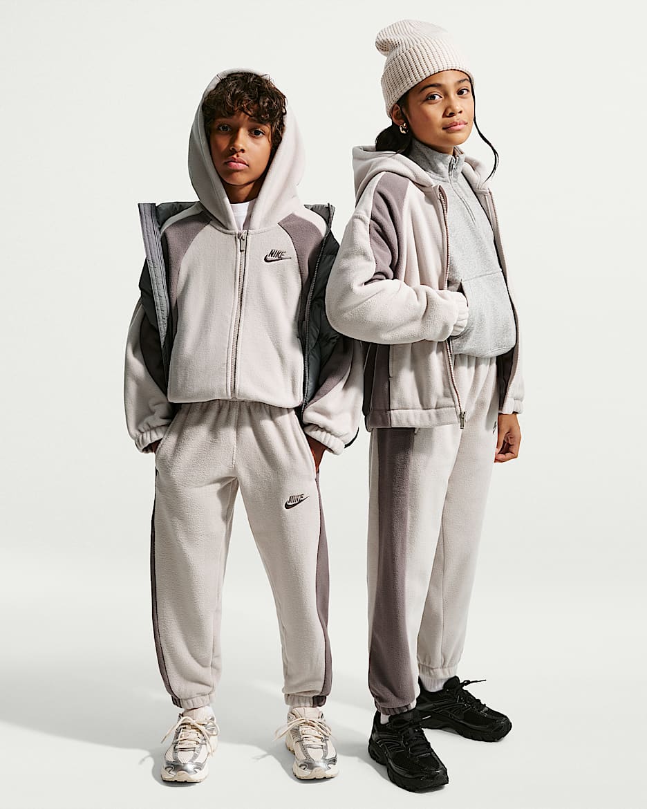 Nike Club Fleece 大童冬季款摇粒绒长裤 - 温和冷月光/洞穴石色/洞穴石色