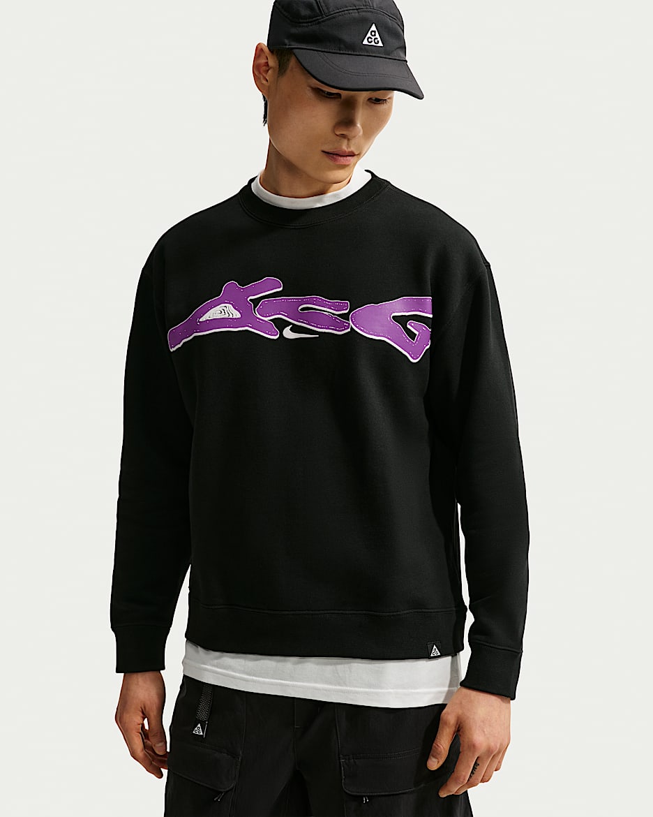 ACG Tuff Fleece Therma-FIT 男子拒水加绒圆领运动衫 - 黑/山峰白