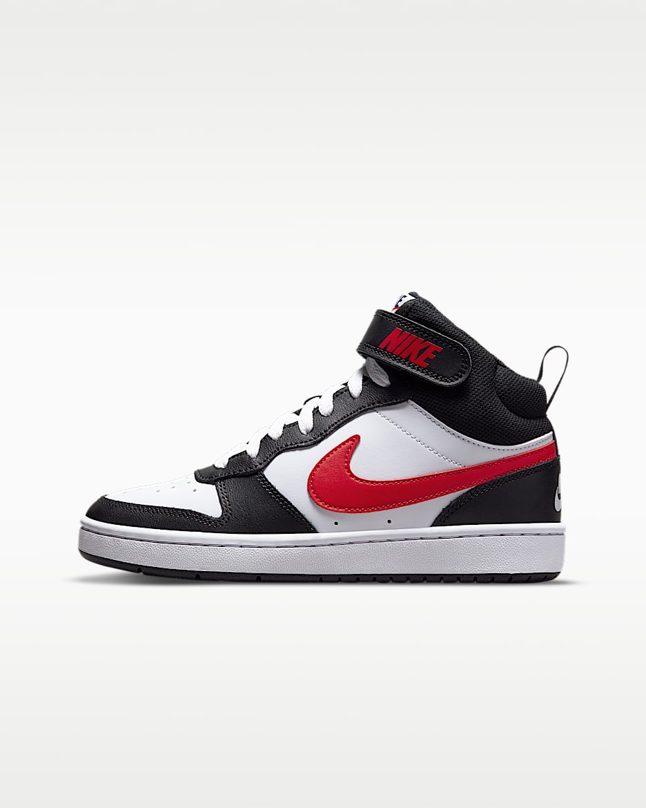 Nike Court Borough Mid 2 耐克酷菠萝大童运动鞋 - 白色/白色/黑/大学红