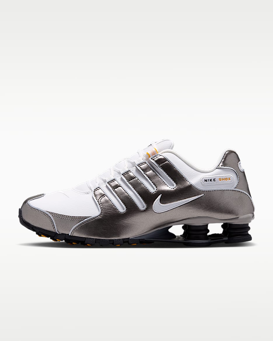 Nike Shox NZ 男子气柱运动鞋 - 山峰白/金属青灰/大学金/山峰白