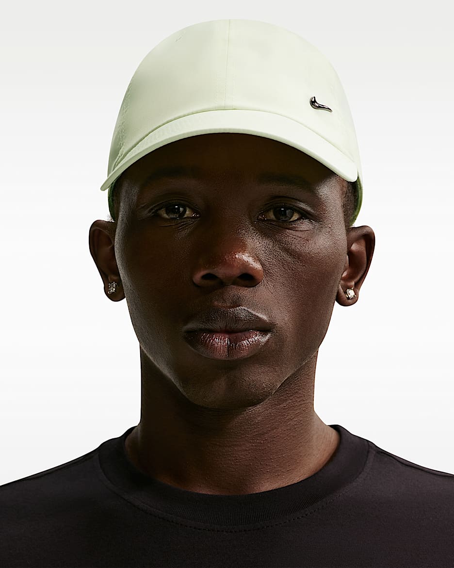 Nike Dri-FIT Club 速干软顶金属耐克勾运动帽 - 浅荧光黄/金属黑