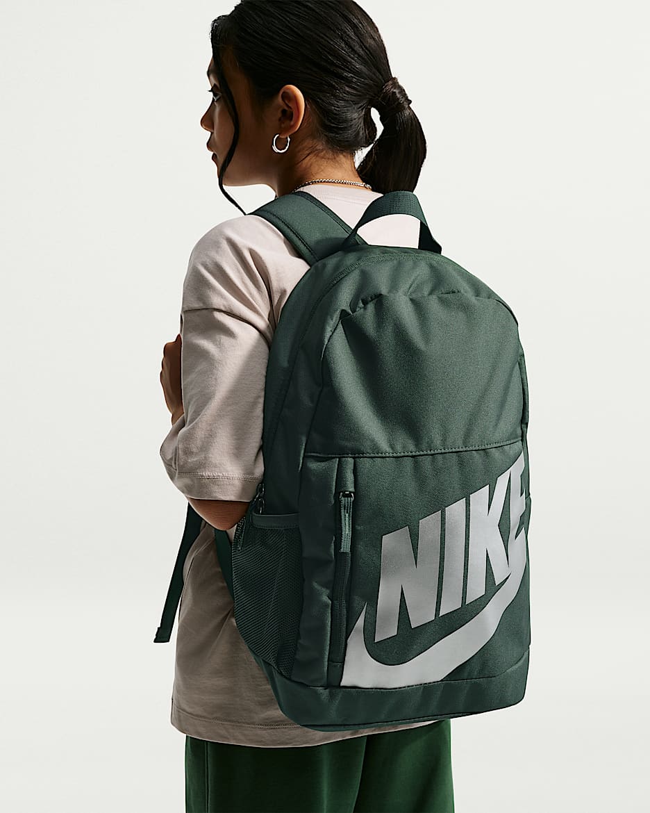 Nike Elemental 儿童双肩包 - 迷彩绿/迷彩绿/金属银
