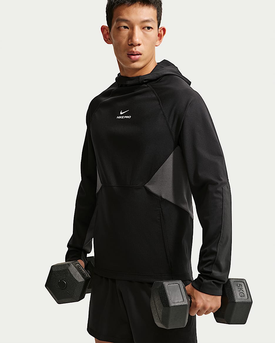 Nike Pro Dri-FIT 男子速干中间层训练上衣 - 黑/白色