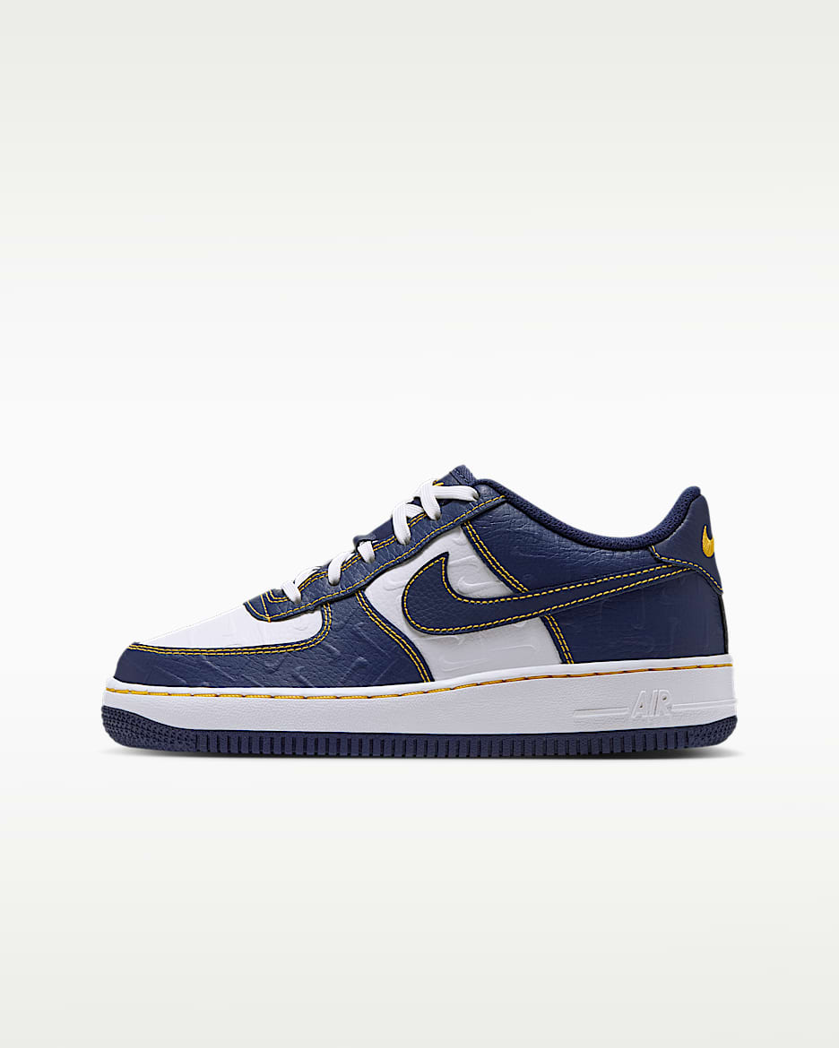 Nike Air Force 1 LE 大童空军一号运动鞋 - 山峰白/赭黄/深藏青