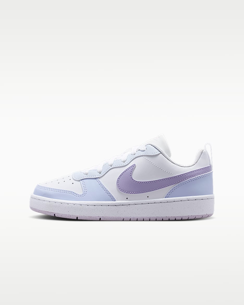 Nike Court Borough Low Recraft 耐克酷菠萝大童运动鞋 - 白色/白色/浅白紫色/绣球花紫
