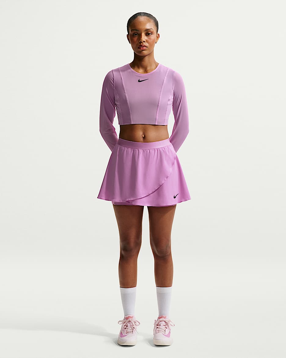 NikeCourt Slam Dri-FIT 女子速干网球半身裙 - 浅品红/浅品红/黑