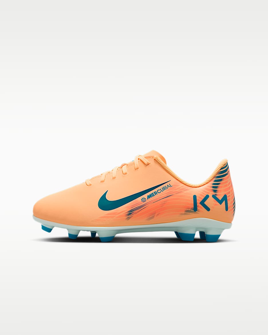 Nike Jr. Mercurial Vapor 16 Club "Kylian Mbappé" 耐克刺客系列大童多种场地足球童鞋 - 浅甜瓜橙/伊格鲁蓝/孔雀蓝