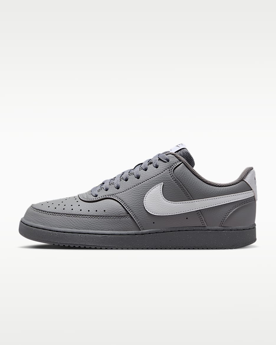 Nike Court Vision Low Next Nature 男子运动鞋透气板鞋 - 笔尖灰黑色/白色