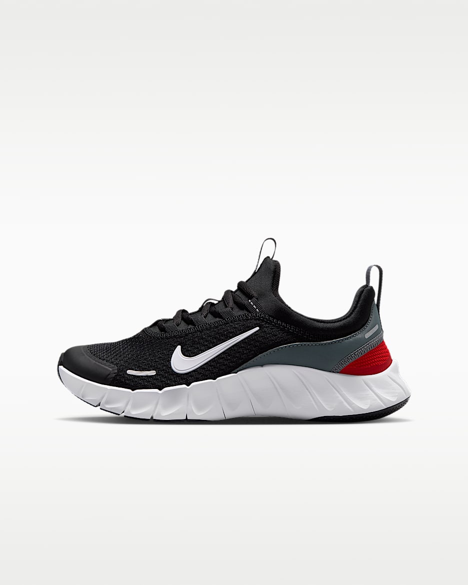 Nike Free Ride 大童跑步鞋 - 黑/冷灰/大学红/白色