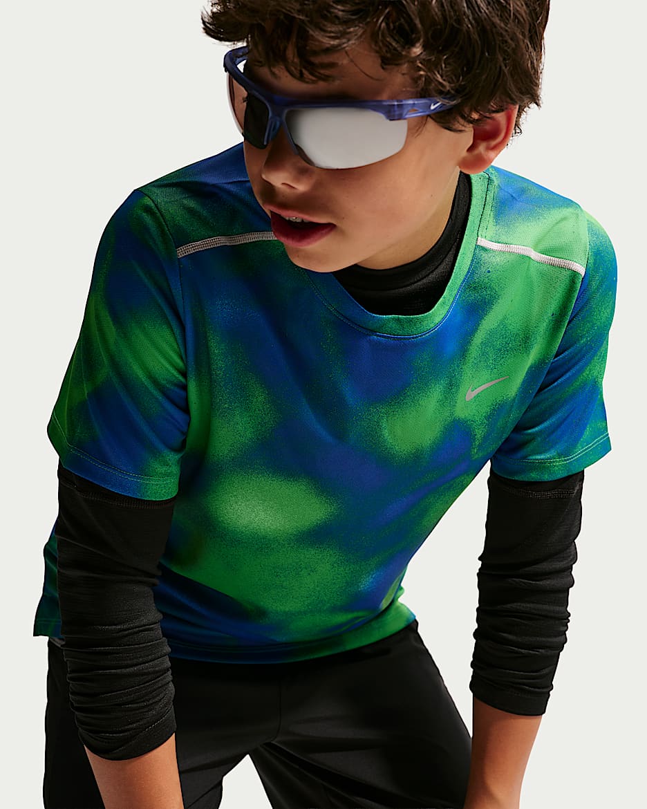 Nike Miler Dri-FIT 大童速干短袖跑步上衣 - 游戏宝蓝/游戏宝蓝