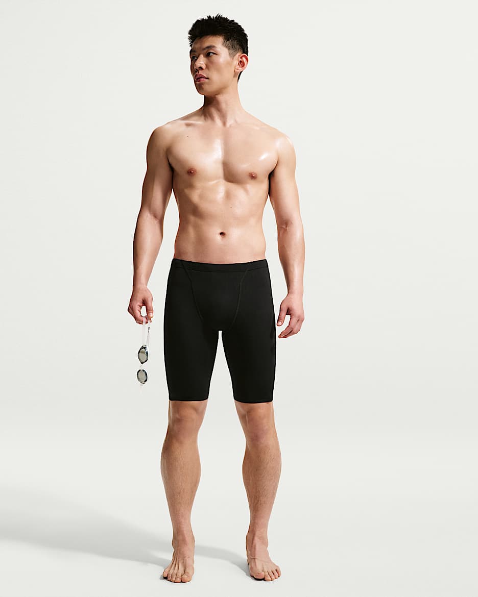 Nike Swim HydraStrong 男子紧身泳裤 - 黑/暗灰/白色/白色