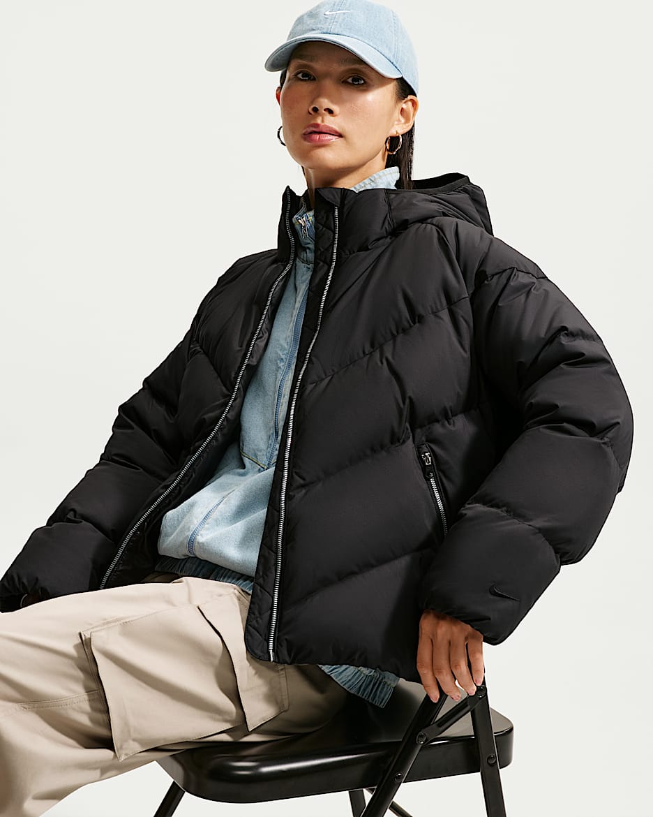 Nike Sportswear Windpuffer Storm-FIT 女子防风拒水连帽羽绒夹克 - 黑/黑